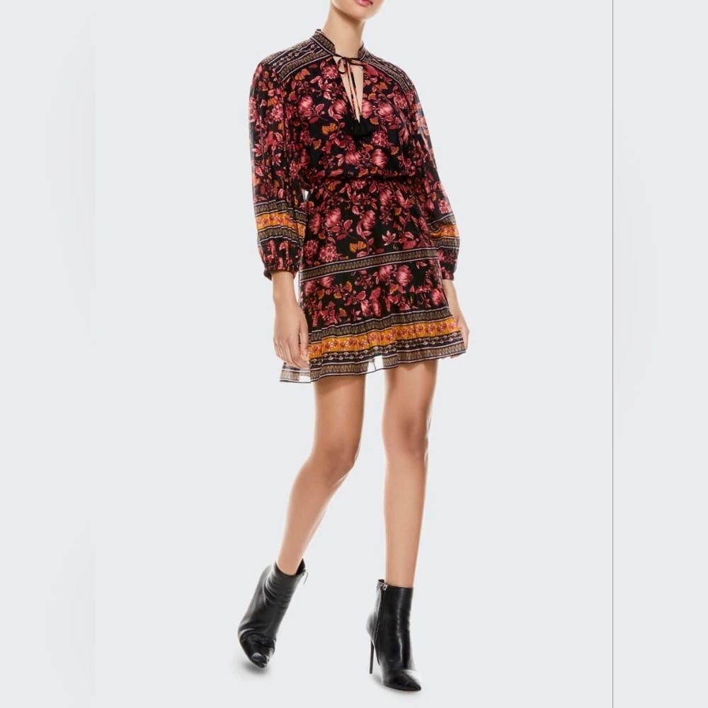 Alice + OliviaSedona Mandarin-Collar Mini Dress